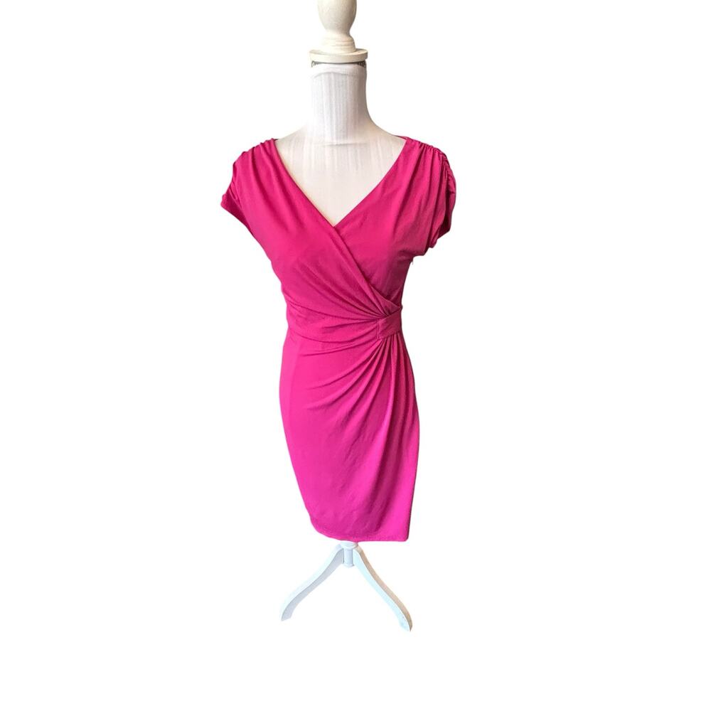 coast Pink Sheath Faux Wrap Dress Size 10